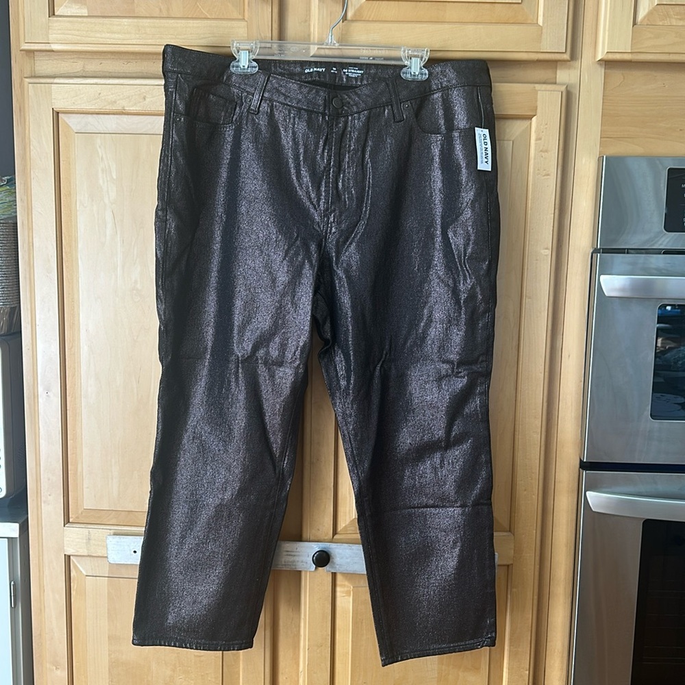 Old Navy Women’s Black Coated Jeans, Size 18 Petite